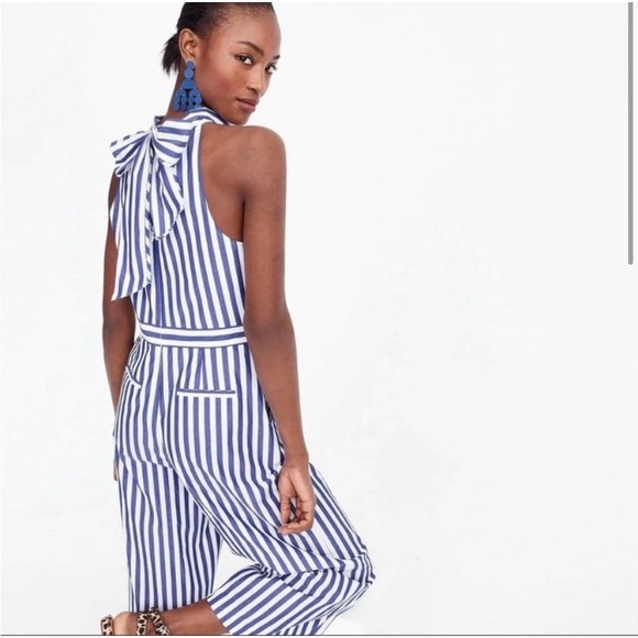 J. Crew Striped Halter Wide Leg Jumpsuit size 4 - Picture 1 of 16